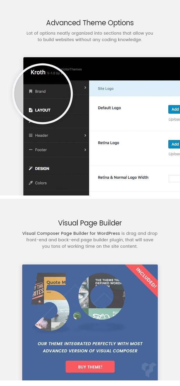 Kroth Theme Options & Page Builder