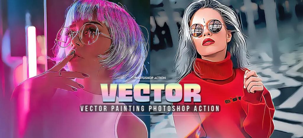 Vector painting Photoshop Actions